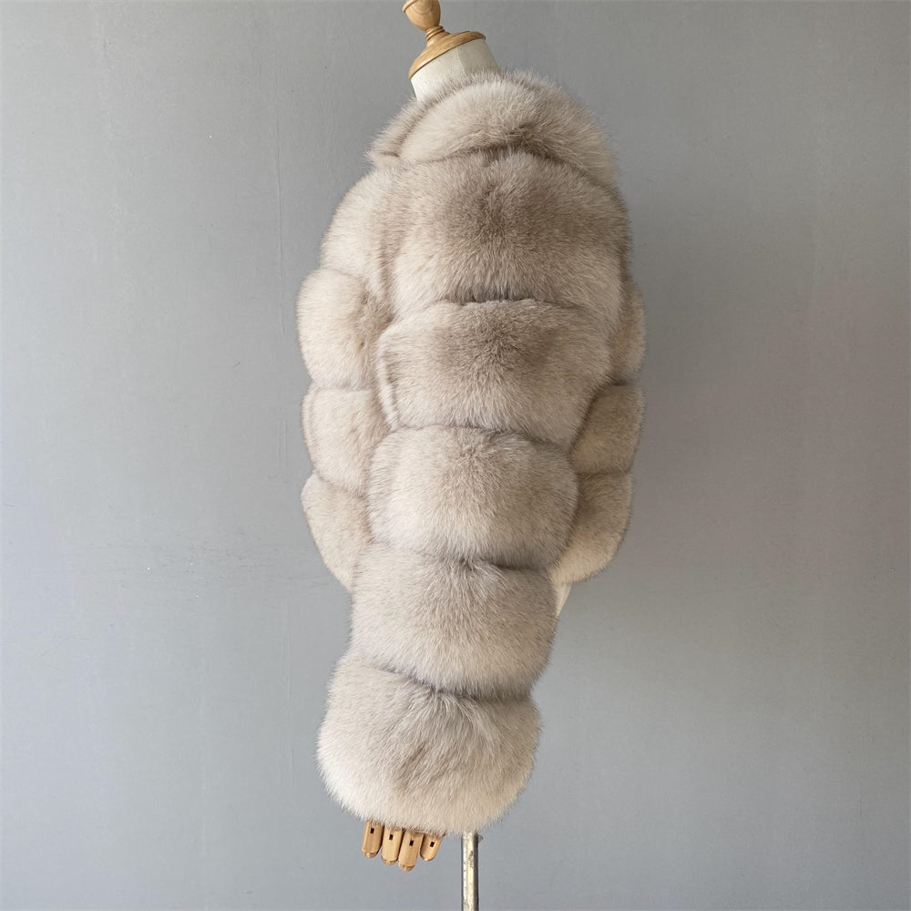 Ladies Custom Regular Length Detachable Fur Sleeves Wholesale Winter Custom Real Fox Fur Women