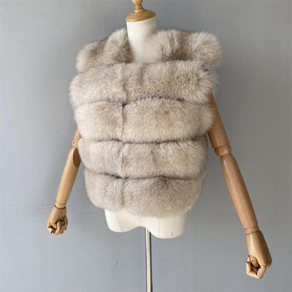 Ladies Custom Regular Length Detachable Fur Sleeves Wholesale Winter Custom Real Fox Fur Women