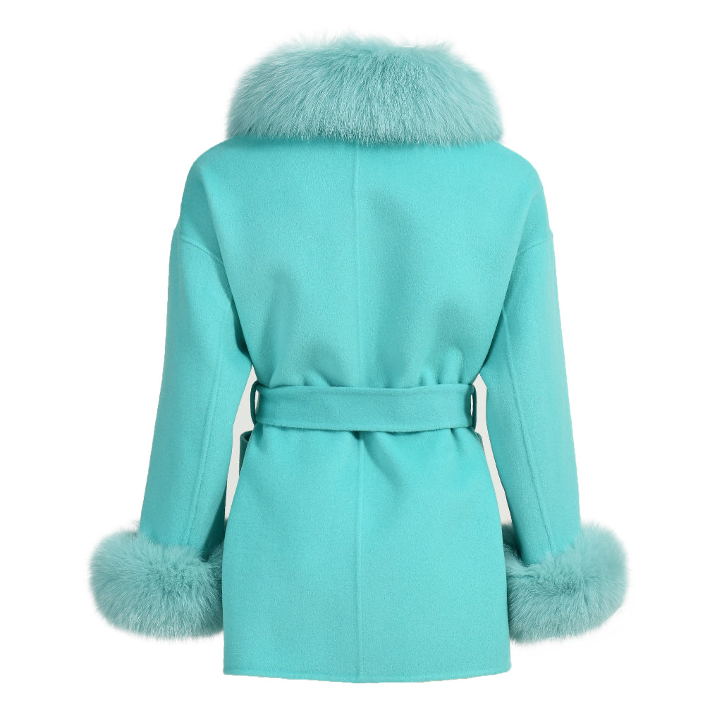 Regular Length Cashmere Coat With Real Fox Fur New Style Winter Double-faced Wool Coat Winter Women