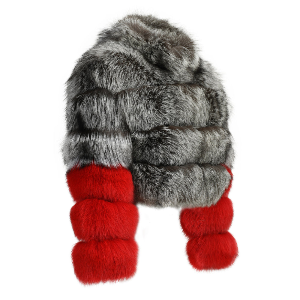 Mixed Color Genuine Fluffy Silver Fox Fur Wholesale Fashion Women Fox Fur Coats Real Sale