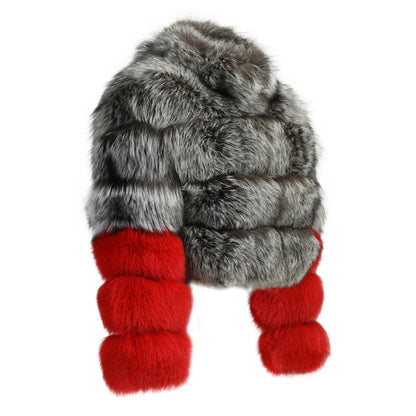 Mixed Color Genuine Fluffy Silver Fox Fur Wholesale Fashion Women Fox Fur Coats Real Sale