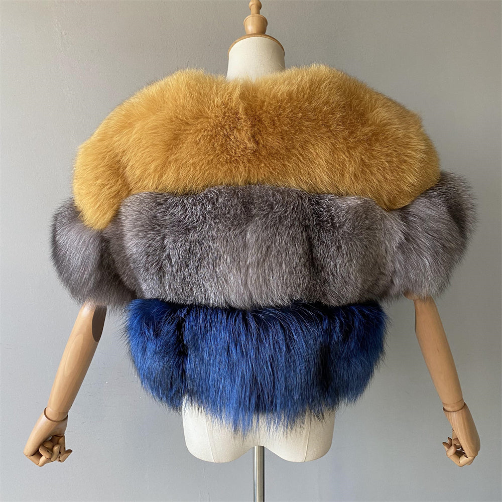 Warm Thick Windproof Mixed Color Genuine Fox Fur Gilet Vest Fashion Custom Women Fox Fur Vest