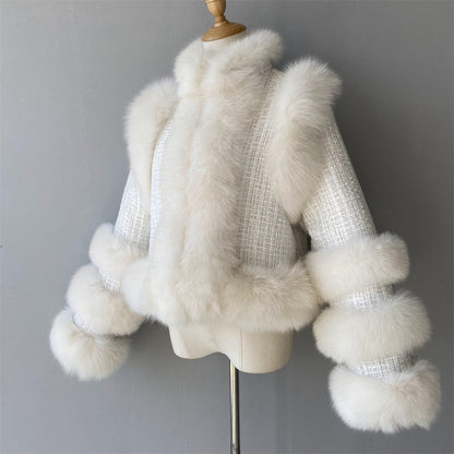 High Quality Double-sided Cashmere Coat With Real Fox Fur Trim