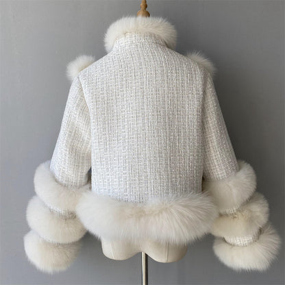 High Quality Double-sided Cashmere Coat With Real Fox Fur Trim