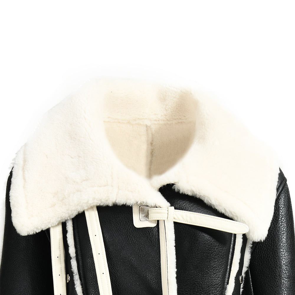 Real Shearling Coat With Fur Lining Custom Color Wholesale Winter Womens Genuine Shearling Fur Jacket