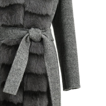 Double-faced Cashmere Coat With Long Real Fox Fur Collar