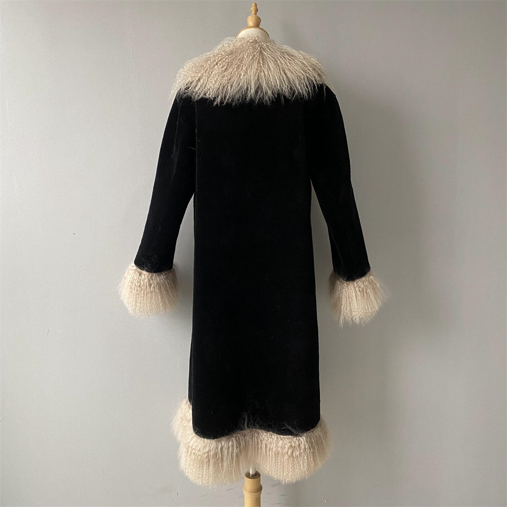 Female Teddy Coat With Mongolian Fur Custom Popular Real Lamb Wool