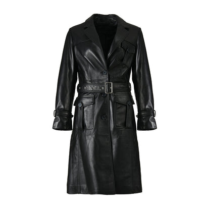 Turn-down V-neck Real Sheepskin Leather Coat