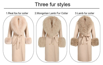 Handmade Double Face Cashmere Wool Coats Real Mongolian Belt Design