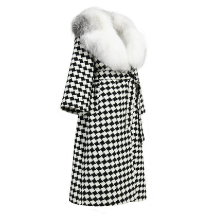 Double-faced Cashmere Coat With Real Luxury Fox Fur Collar Wool