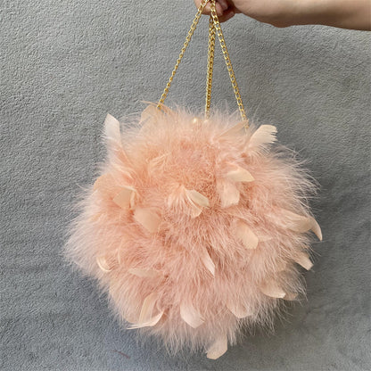 Natural Ostrich Feather Party Evening Clutch Bag Designer Luxury Wedding Dress Purses Women Handbag