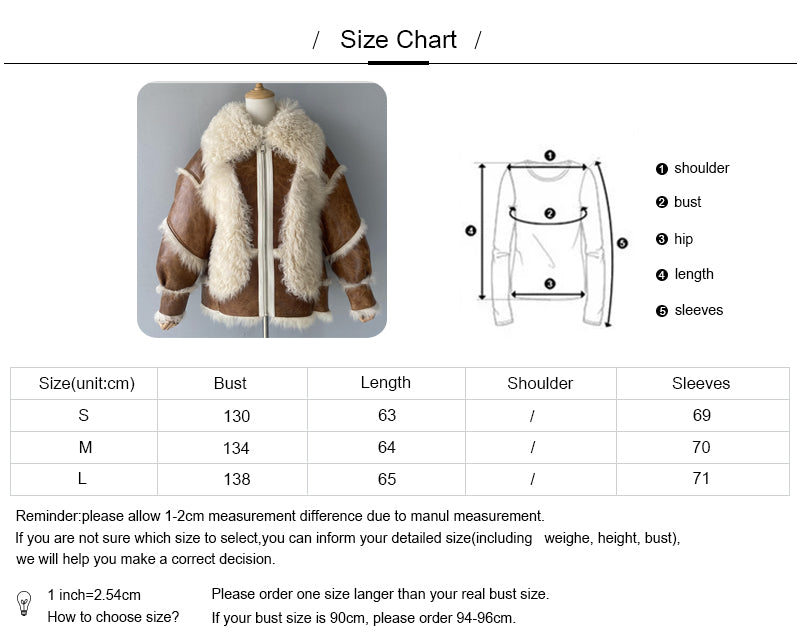 Cropped Sheepskin Leather Jacket With Real Sheep Fur Women