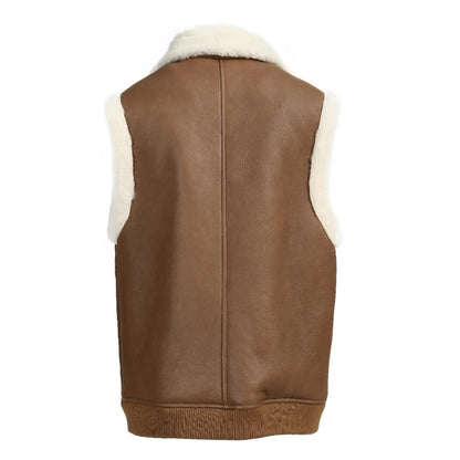 Winter Warm Regular Length Custom Shearling Gilet With Sheep Fur Fashion Women Genuine Shearling Vest