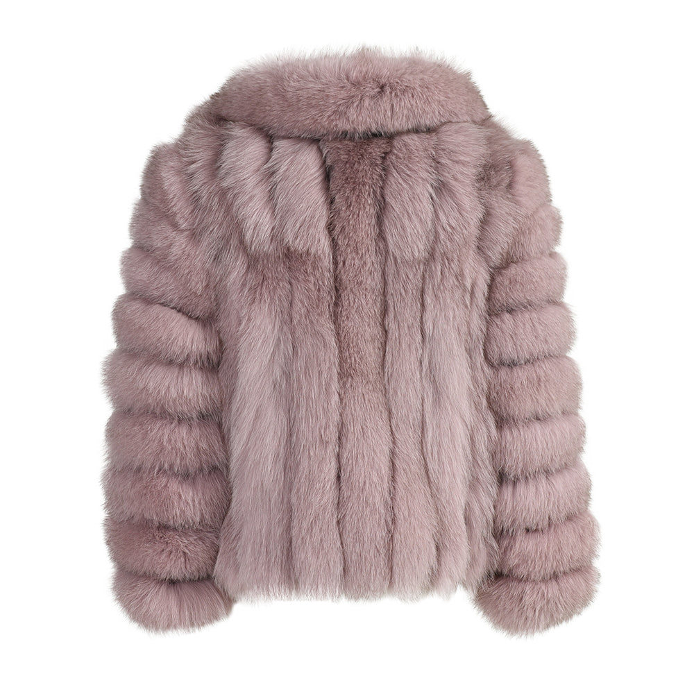 Regular Length Genuine Fox Fur Coat Custom Color Fashion Fluffy Real Fox Fur Women Coat