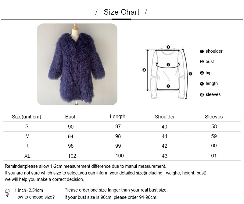 Winter Fluffy Fashion Luxury Custom Color Long Hair Mongolian Fur Collar Coat