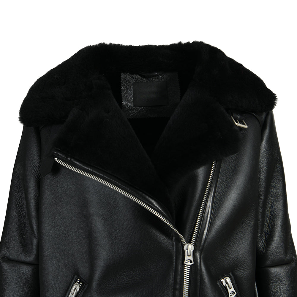 Regular Length Real Leather Jacket With Belt Design Custom Genuine Sheep Shearling Jacket Women