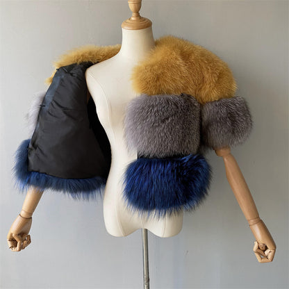 Warm Thick Windproof Mixed Color Genuine Fox Fur Gilet Vest Fashion Custom Women Fox Fur Vest