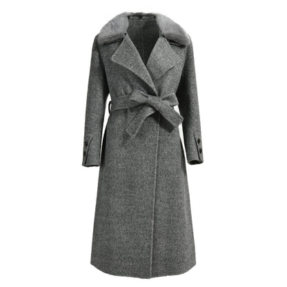 Colorful Double Sided Cashmere Coat With Real Fur Custom Wool Coats For Ladies