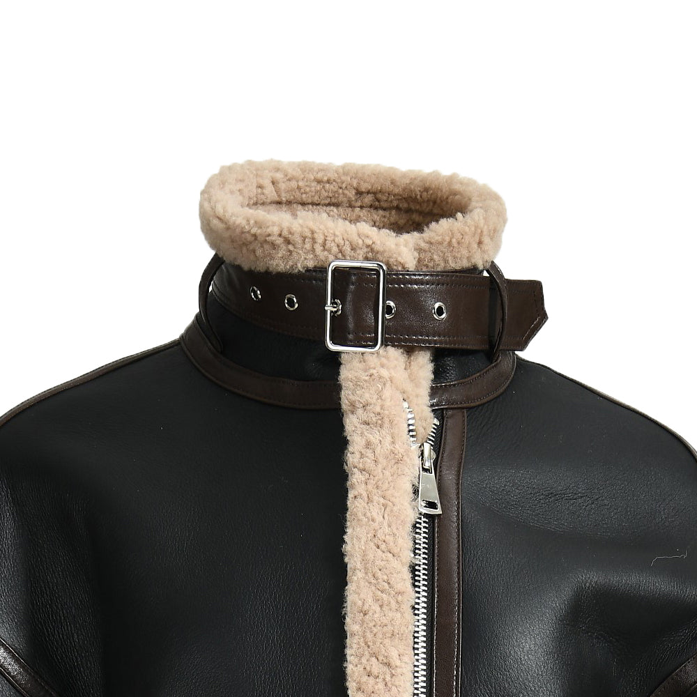 Thick Genuine Shearling Jacket Regular Length Sheep Leather Shearling Fur Leather Coat For Women