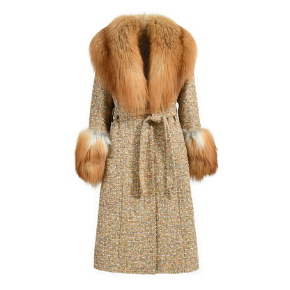 New Arrival Double-sided Long Cashmere Coat With Luxury Fox Fur Collar And Cuffs Winter Women High Quality Wool Coats