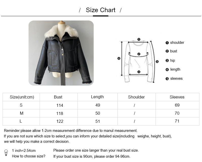 Genuine Leather Shearling Coats With Sheep Fur Collar Custom