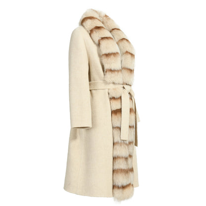 Double-faced Cashmere Coat With Long Real Fox Fur Collar