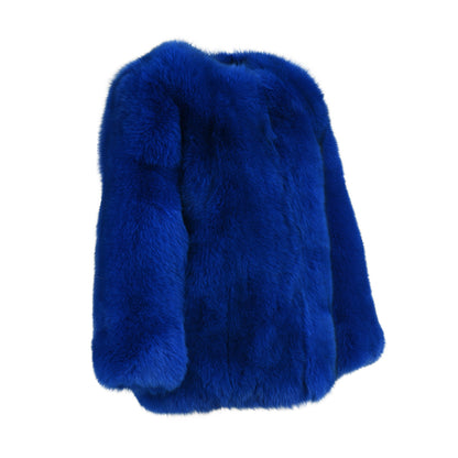 Fluffy Custom Color Ladies Regular Length Genuine Fox Fur Coat Winter