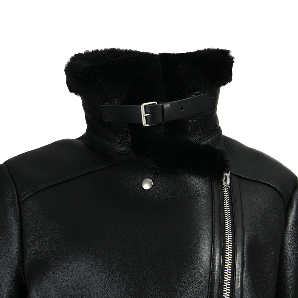 Regular Length Real Leather Jacket With Belt Design Custom Genuine Sheep Shearling Jacket Women