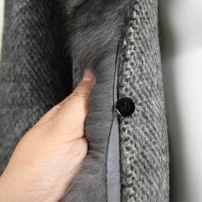 Double-faced Cashmere Coat With Long Real Fox Fur Collar