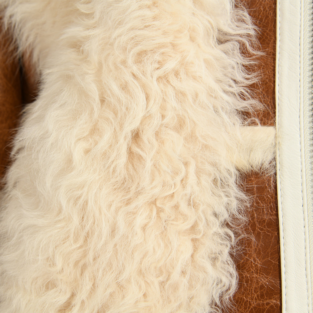 Cropped Sheepskin Leather Jacket With Real Sheep Fur Women