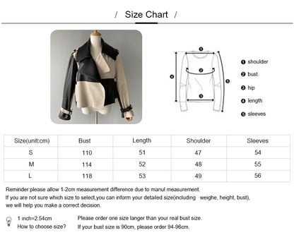 Spring Popular Mixed Color Turn Down Collar Genuine Sheepskin Leather Jacket Wholesale Custom Leather Jacket Women