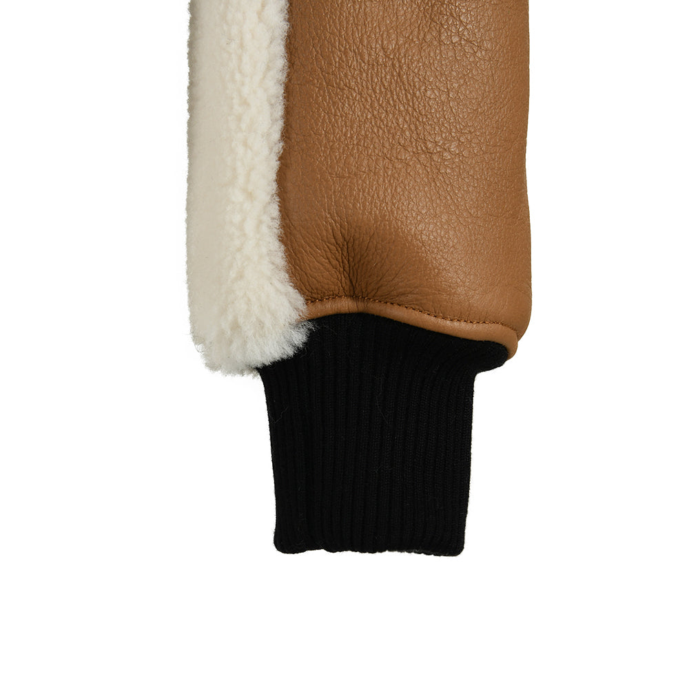 Real Sheepskin Leather Jacket With Sheep Fur Lining Cropped Genuine Shearling Womens Jacket