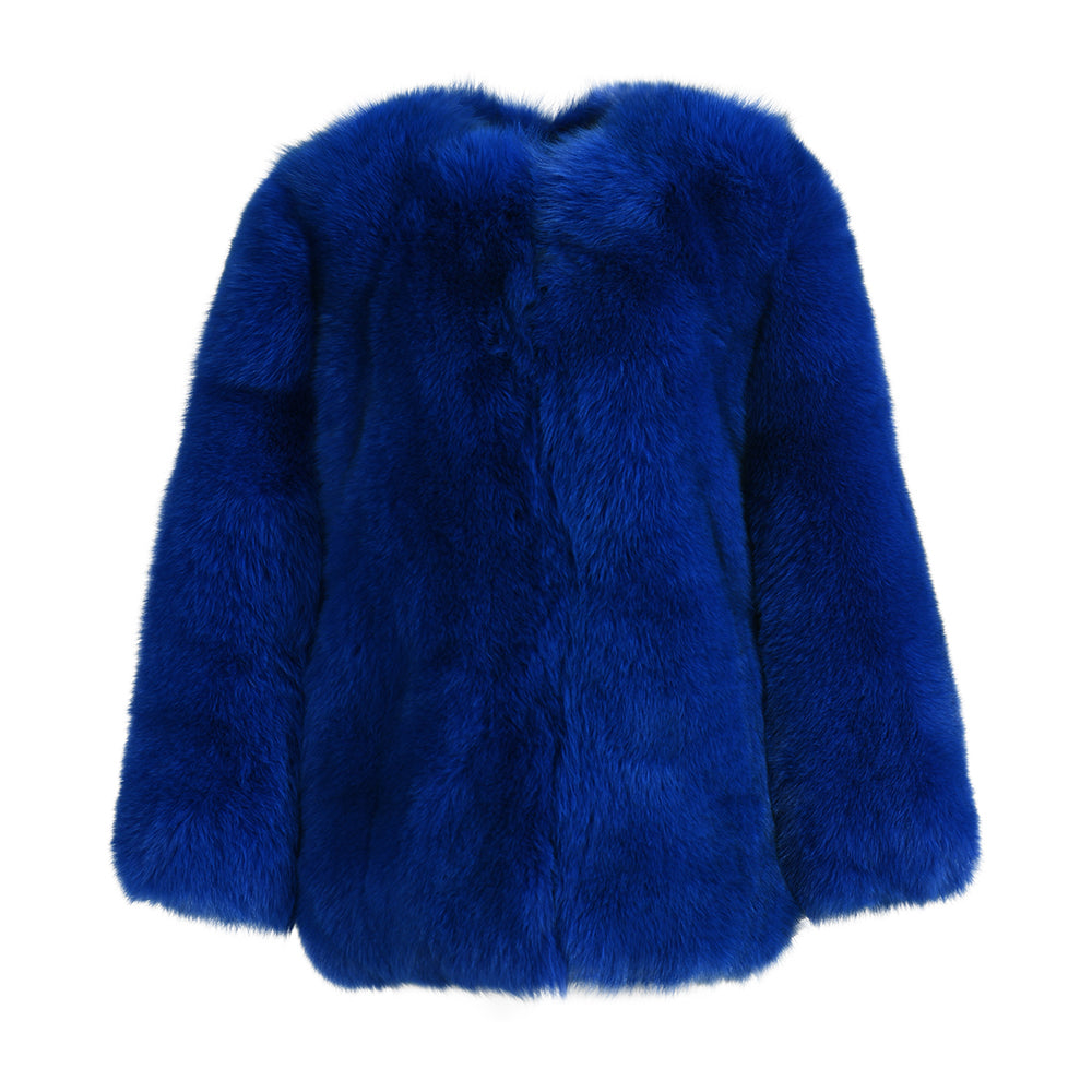 Fluffy Custom Color Ladies Regular Length Genuine Fox Fur Coat Winter