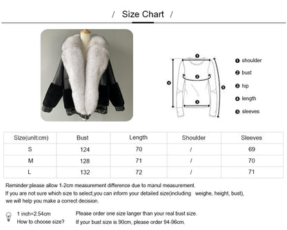 Winter Warm Thick Shearling Coat With Luxury Fox Fur Collar High Quality Genuine Leather Shearling Jacket Women Custom