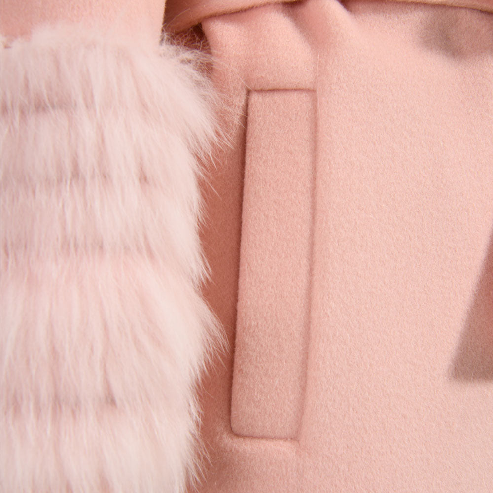 Colorful Long Cashmere Coat With Real Fox Fur Winter Fashion Trench Coat