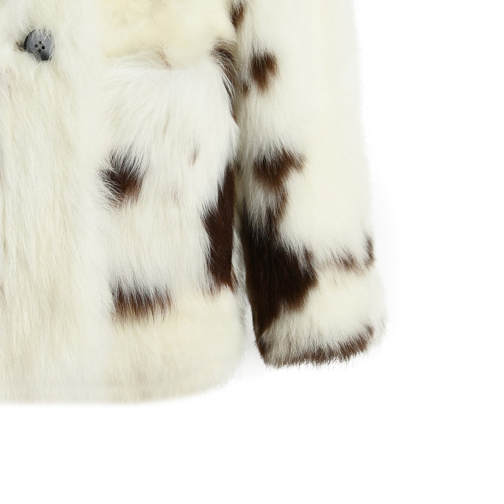 Fashion V-neck Shealring Fur Coat Mixed Color Custom Wholesale