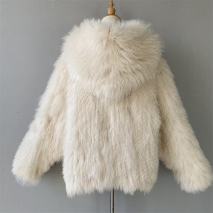 Ladies Regular Length Real Fox Fur Coat With Hood Design Winter Women Custom Fox Fur Coat