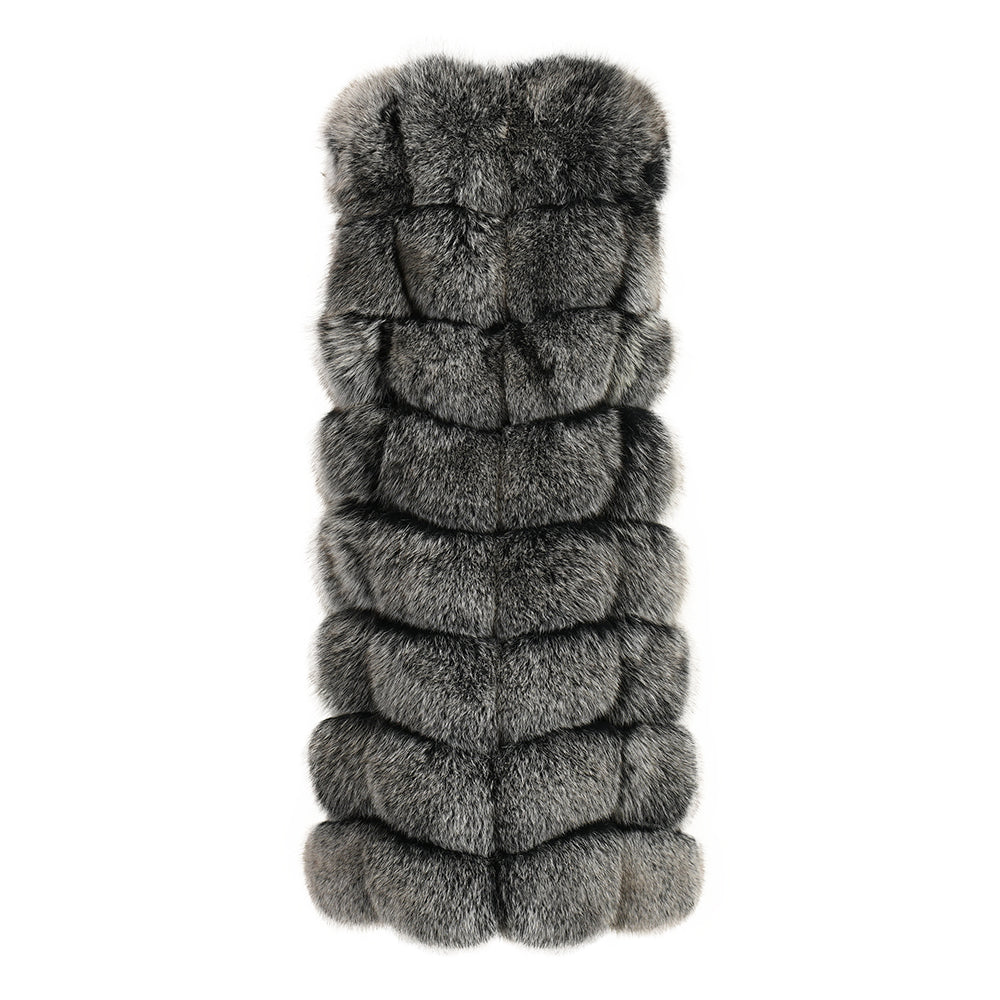 Thick Warm Custom Color Ladies Real Fluffy Fox Fur Vest Gilet Wholesale Winter Women Fur Vest 2022 Long