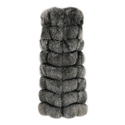 Thick Warm Custom Color Ladies Real Fluffy Fox Fur Vest Gilet Wholesale Winter Women Fur Vest 2022 Long