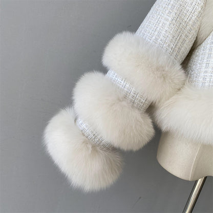 High Quality Double-sided Cashmere Coat With Real Fox Fur Trim