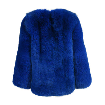 Fluffy Custom Color Ladies Regular Length Genuine Fox Fur Coat Winter