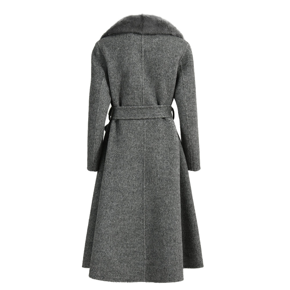 Colorful Double Sided Cashmere Coat With Real Fur Custom Wool Coats For Ladies