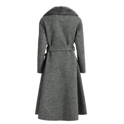 Colorful Double Sided Cashmere Coat With Real Fur Custom Wool Coats For Ladies