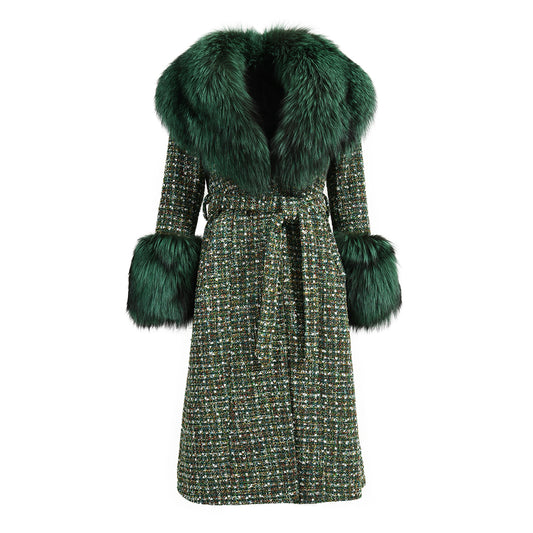 New Arrival Double-sided Long Cashmere Coat With Luxury Fox Fur Collar And Cuffs Winter Women High Quality Wool Coats