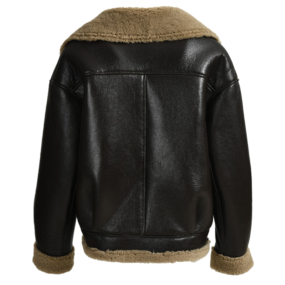 Winter Fashion Style Regular Length Shearling Jacket With FurTurn-down Collar Genuine Leather Shearling Jacket Women