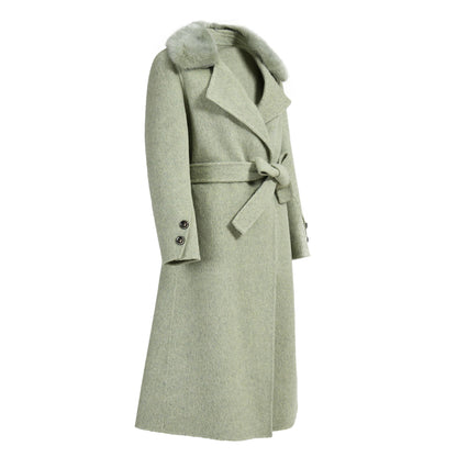 Colorful Double Sided Cashmere Coat With Real Fur Custom Wool Coats For Ladies