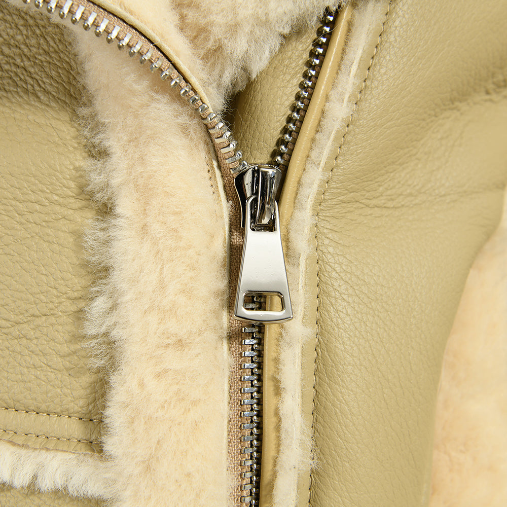 Turn-down Collar Belt Design Genuine Shearling Jacket With Sheep Fur Lining Winter Women Real Shearling Jacket