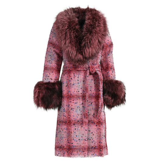 New Style Popular Double-sided Long Cashmere Coat With Real Fox Fur Wholesale Custom Wool Trench Coat Women