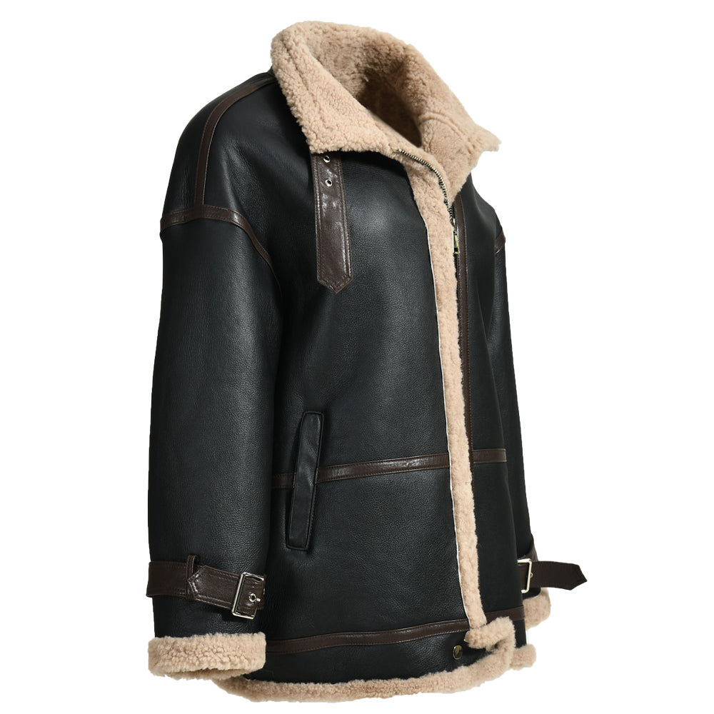 Thick Genuine Shearling Jacket Regular Length Sheep Leather Shearling Fur Leather Coat For Women