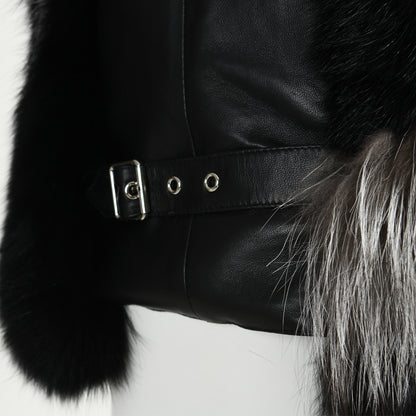 Ladies Custom Mixed Color Real Fox Fur Gilet With Genuine Leather Belt Winter Women Fashion Top Fur Vest